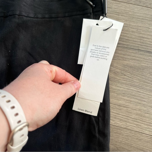 New Calvin Klein Womens Black Button Front Midi Black Linen Blend Skirt Size 24W - Picture 5 of 9